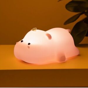 Kids Night Light Cute Hippo Night Lamp with 3 Speed Adjustable Light Soft